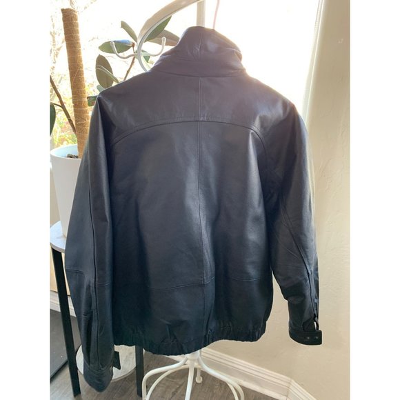 Mens St Johns Bay Black Leather Aviator Jacket Insulated Size Large GUC 6662 - Picture 11 of 13